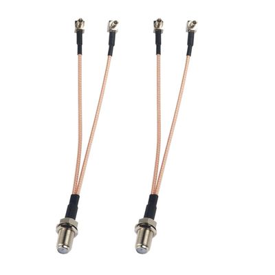 2pcs F to TS9 Coax Cable F Type Female to TS9 Male Right Angle Splitter Cable RG316 6inch (15cm) Y Type Coaxial Cable