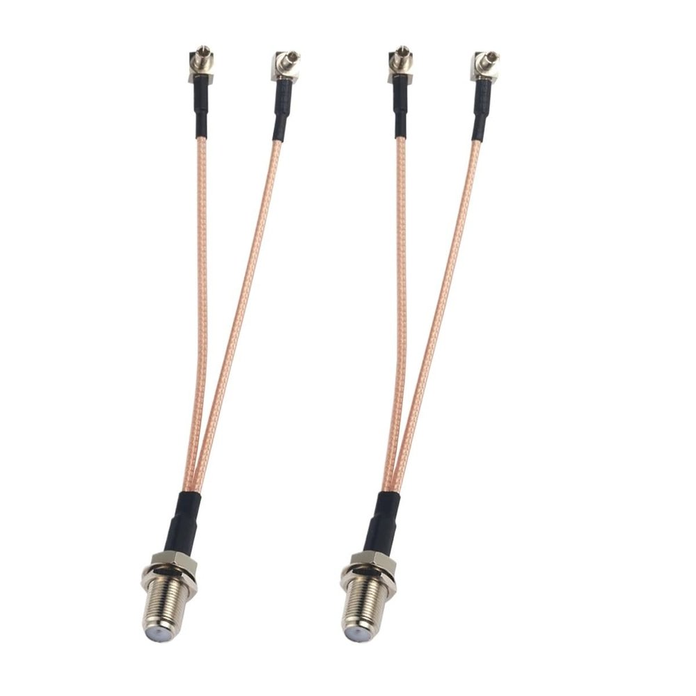 2pcs F to TS9 Coax Cable F Type Female to TS9 Male Right Angle Splitter Cable RG316 6inch (15cm) Y Type Coaxial Cable
