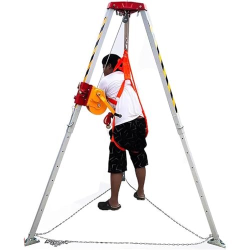 Compact Rescue Tripod with SelfLocking Winch and Fall Protection for Tunnel and Pipe Safety WorkEssential Equipment for Confined Space Operations