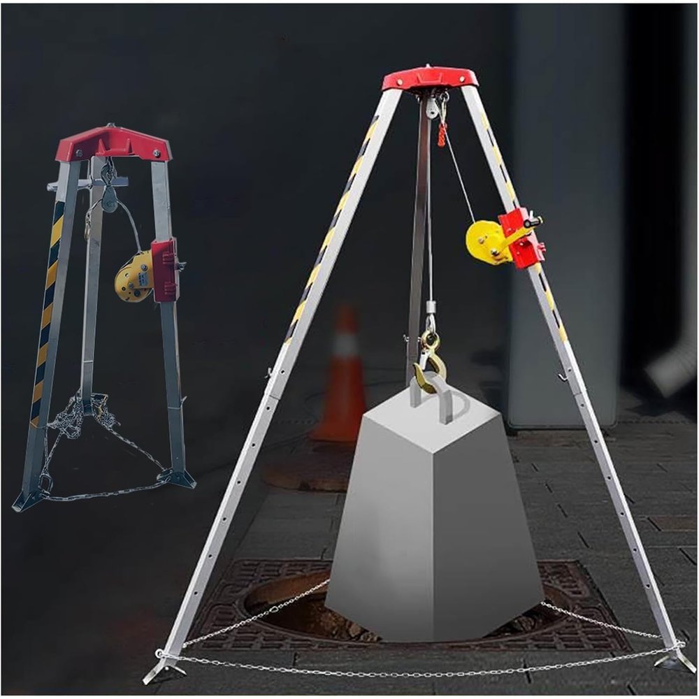 BYFSRUS Adjustable Retractable Rescue Tripod for Confined Spaces 1800lbs Lifting Equipment 65ft 82ft & 98ft Winch Support (Without Fall Arrestor)