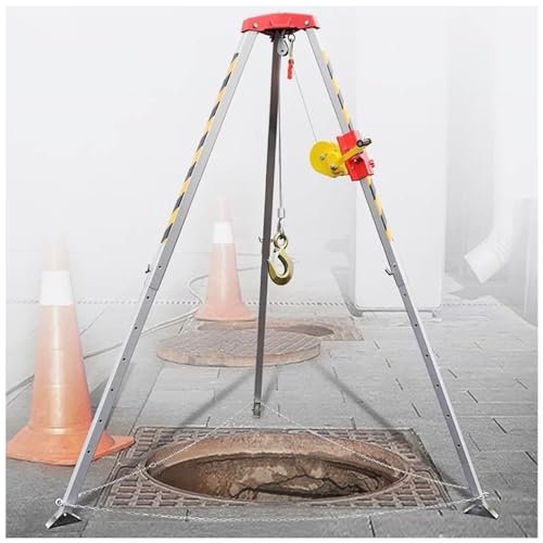 WQPMRMG Adjustable Aluminum Alloy Tripod Set for Emergency Fire Rescue and Borehole Support in Confined Spaces - Includes Carrying Bag