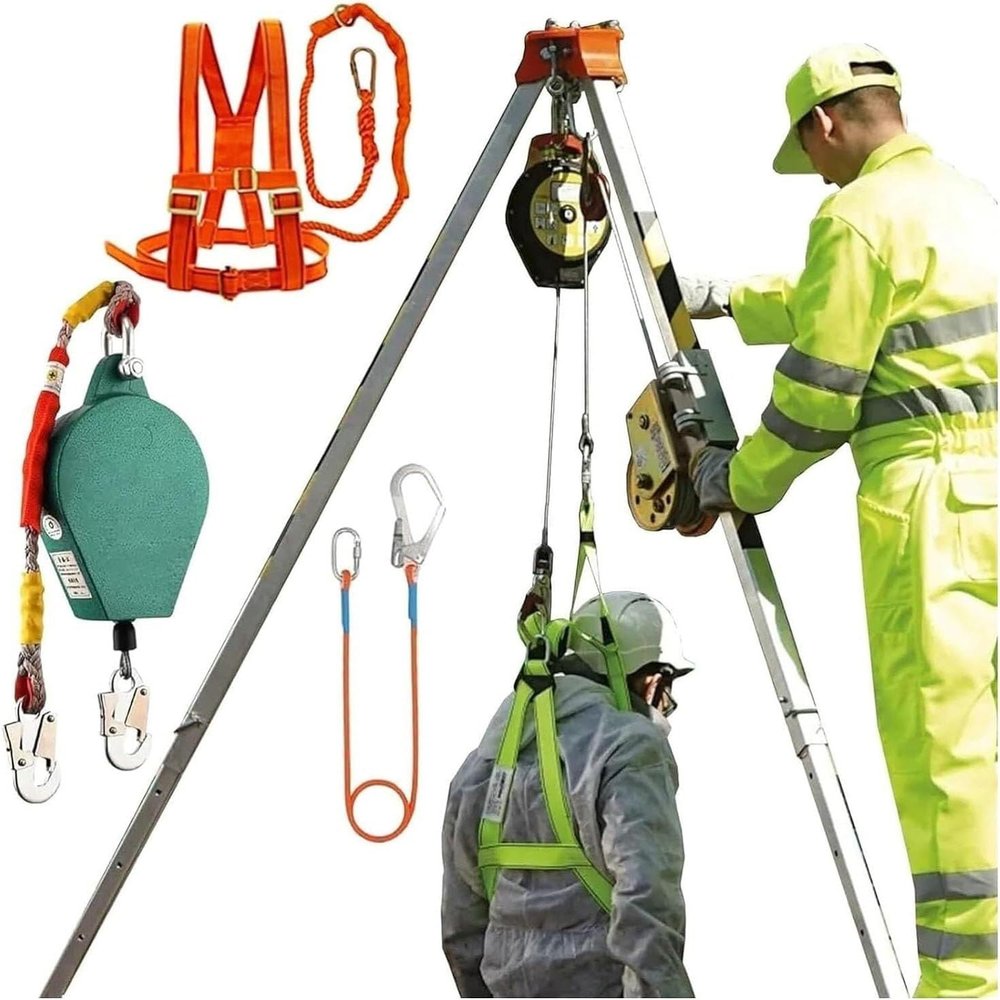 Portable Confined Space Rescue Tripod - 7ft Adjustable 2600LBS Capacity Perfect for Firefighting Sewer & Pipeline Emergency Rescues