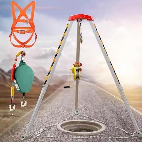BYFSRUS HeavyDuty Tripod for Confined Spaces with Winch Aluminum Alloy Structure SelfLocking Fall Protection Device Perfect for Safety and Rescue Operations