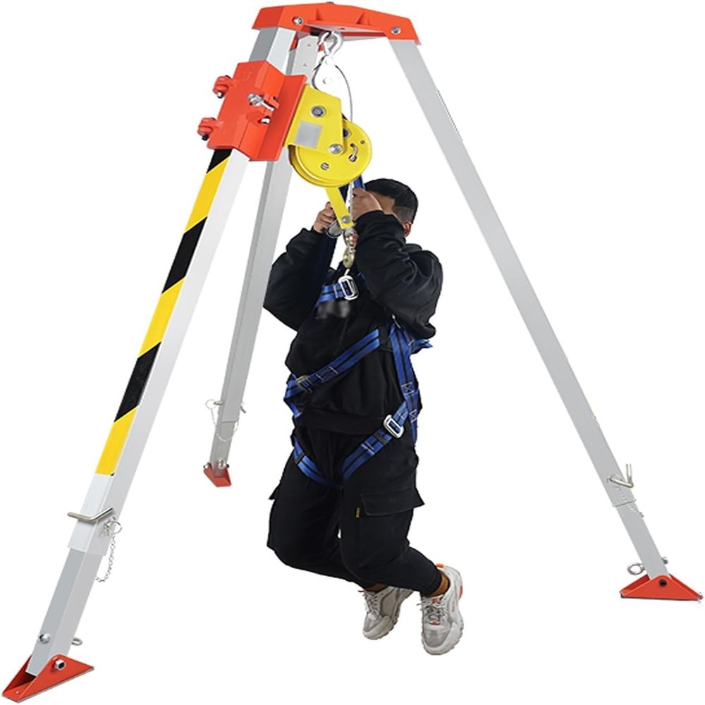BYFSRUS HeavyDuty Rescue Tripod for Confined Spaces 1200 lbs Capacity with Retractable Winch Fall Protection Equipment for Safety and Rescue Operations