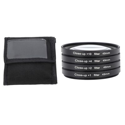 Close Up Filter Kit 4 in 1 Macro Lens Set, 1 2 4 10 Optical Glass Filters with Storage Pouch, Camera Lens Filters for Digital SLR Cameras, Close Up Photography for Flowers Coi (49mm)