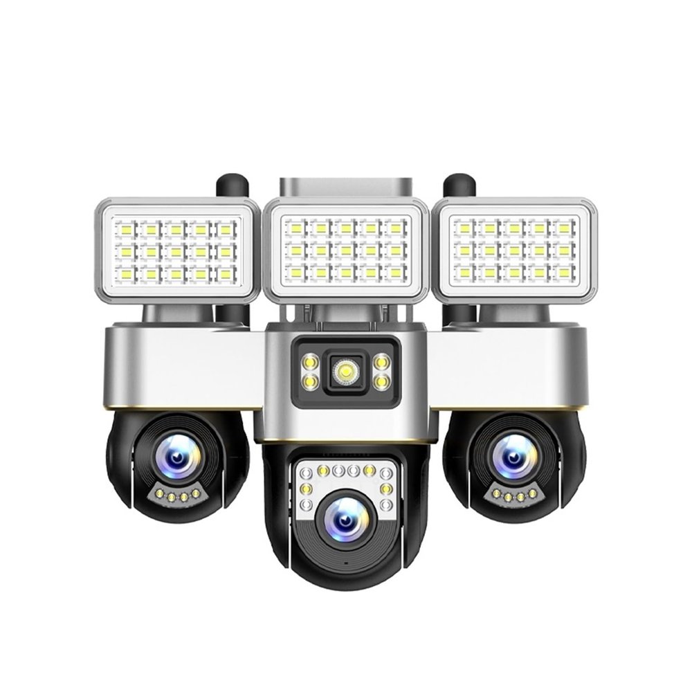 LNBBEQ V380 Triple Lens WiFi Security Camera 15MP Floodlight House Surveillance Cameras Night Vision CCTV Cam PTZ APP Control(US Plug,WiFi Cam Add 64G)