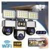 LNBBEQ V380 Triple Lens WiFi Security Camera 15MP Floodlight House Surveillance Cameras Night Vision CCTV Cam PTZ APP Control(US Plug,WiFi Cam Add 64G) view 3