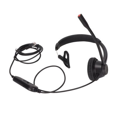 MUTOUXIA RJ9 Single Ear Headset with Mic, Monaural Customer Service Headphone, Noise Canceling Microphone for Call Center Office Telemarketing, Plug and Play RJ9 Crystal Plug with Volume Mu