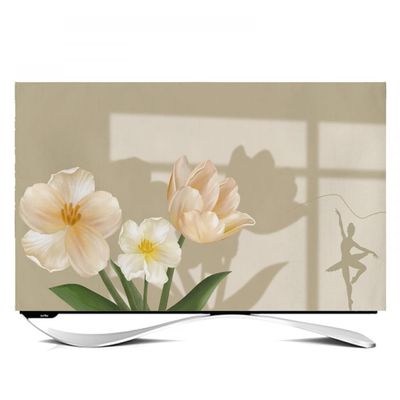 32-80 Inch Indoor TV Dust Cover Universal Modern Screen Protector for Flat/Curved Displays, Desktop or Wall-Mounted Monitors Simple TV/Computer Decoration-flower||49-52inch