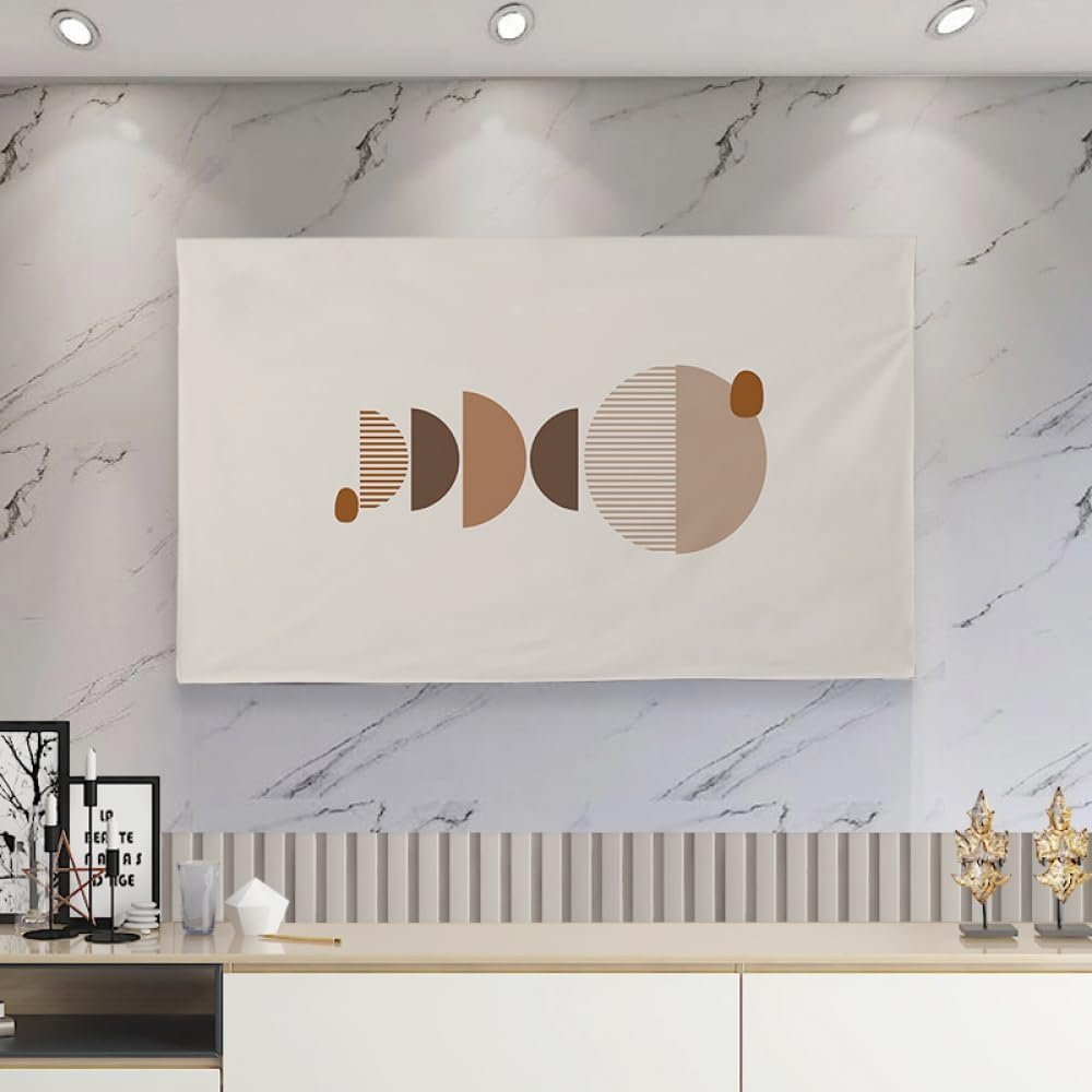 32-80 Inch Indoor TV Dust Cover Simple Pattern Modern Soft Dust Protector for LED LCD TVs Television and Computer Monitor Decorative Cover-Beige1||49-52inch