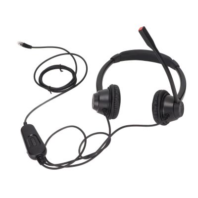 Pengcadent H390D RJ9 MVA Telephone Headset, Dual Ear Wired Office Headset with Noise Canceling Microphone, RJ9 Plug Business Headset for Call Center, Customer Service, Telemarketing, Home Off