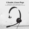 WiseZythum 2.5mm Business Headset, Noise Cancelling Monaural Traffic Headset with HD Microphone, Adjustable Speaker Volume for Call Center Office Customer Service, Compatible with Devices view 3