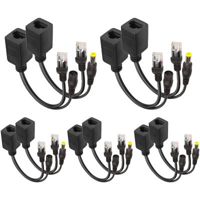 Coaxuhf Passive PoE Injector 5 Pairs Passive PoE Injector and PoE Splitter Kit with 5.5x2.1 mm DC Power Adaptor Connector RJ45 Power Over Ethernet