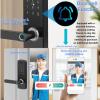 Face Recognition Smart Door Lock with Camera, Doorbell, Video Calling, APP Remote Control, Fingerprint, Password, IC Card, Key, Keyless Face Recognition Door Lock for Front Door, Entry Door, Black view 4