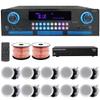 Vaiyer Home Audio System Kit - 2000 W Bluetooth Amplifier w/ 10 Qty of 5.25" Framed Ceiling Speakers 175 W Each, 6-Ch Speaker Selector, 500 ft Speaker Wire & Remote for Home, Office, Restaurant view 1