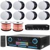 Home Theater Sound System Kit - 2000 W Bluetooth Amplifier w/ 8 Qty of 5.25" Frameless Ceiling Speakers 175 W Each, 4-Ch Speaker Selector w/Volume Control, 500 ft Speaker Wire & Remote - Vaiyer view 1
