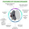 Home Theater Sound System Kit - 2000 W Bluetooth Amplifier w/ 8 Qty of 5.25" Frameless Ceiling Speakers 175 W Each, 4-Ch Speaker Selector w/Volume Control, 500 ft Speaker Wire & Remote - Vaiyer view 4
