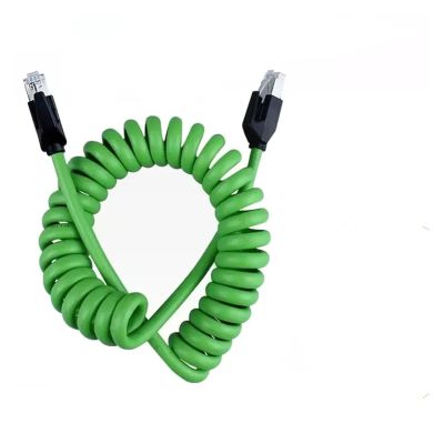 Spring Wire RJ45 8Pin Kilomega Network Cable with Shielded Ethernet Cable Camera CA6TA 8-core Male to Male Industry PUR Line(Green,20 Meters)
