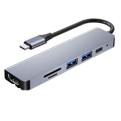 8-in-1 TY>pe C Docking Station, Featuring A USB Hub with RJ45 and PD Ports(6 in 1)