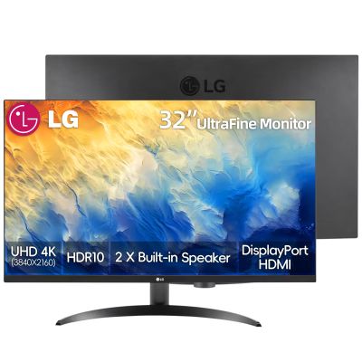 LG 32 inch 4K UHD (3840 x 2160) Ultrafine Computer Monitor, HDR10, 90% DCI-P3, Dynamic Action Sync, OnScreen Control, Built-in Speakers, Black Stabilizer, Flicker Safe, Pivot/Height/Tilt Adjustment