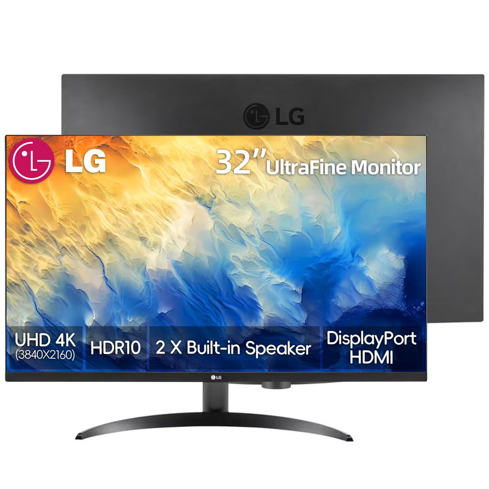 LG 32 inch 4K UHD (3840 x 2160) Ultrafine Computer Monitor, HDR10, 90% DCI-P3, Dynamic Action Sync, OnScreen Control, Built-in Speakers, Black Stabilizer, Flicker Safe, Pivot/Height/Tilt Adjustment