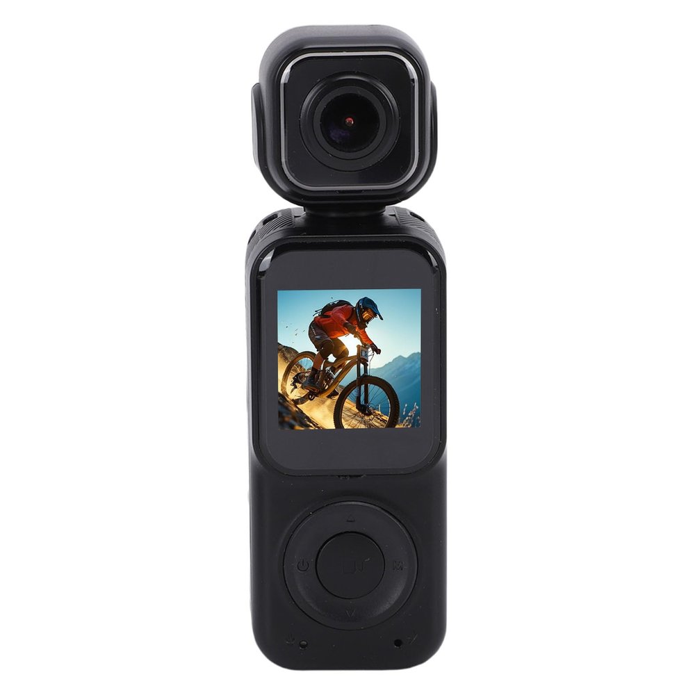 Wisoqu 4K Action Camera, Dual Lens 180 Degree Rotating WiFi Handheld Video Recorder with 1.54 Inch Screen and Loop Recording, for Cycling Hiking Travel