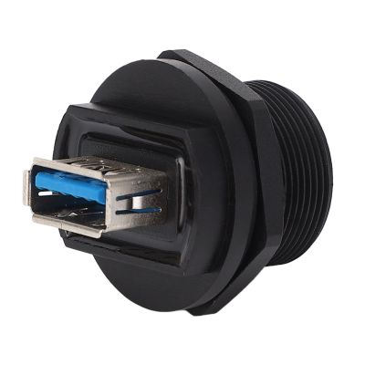Segrehy USB 3.0 Dual Female Connector Water Double Head Threaded Rear Panel Socket High Speed Transfer Easy Installation Robust Connection System for Industrial Communication Devices