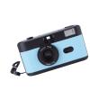 Akozon Film Camera 35MM Arbitrary Focus Retro Reusable Film Camera with 28MM F/8 Lens and Flash for Present (Black Blue) view 2