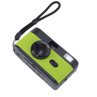Akozon 35MM Film Camera Vintage Reusable with 27pcs Color Film Flash Light 1/120s Shutter for Students (Black Green)