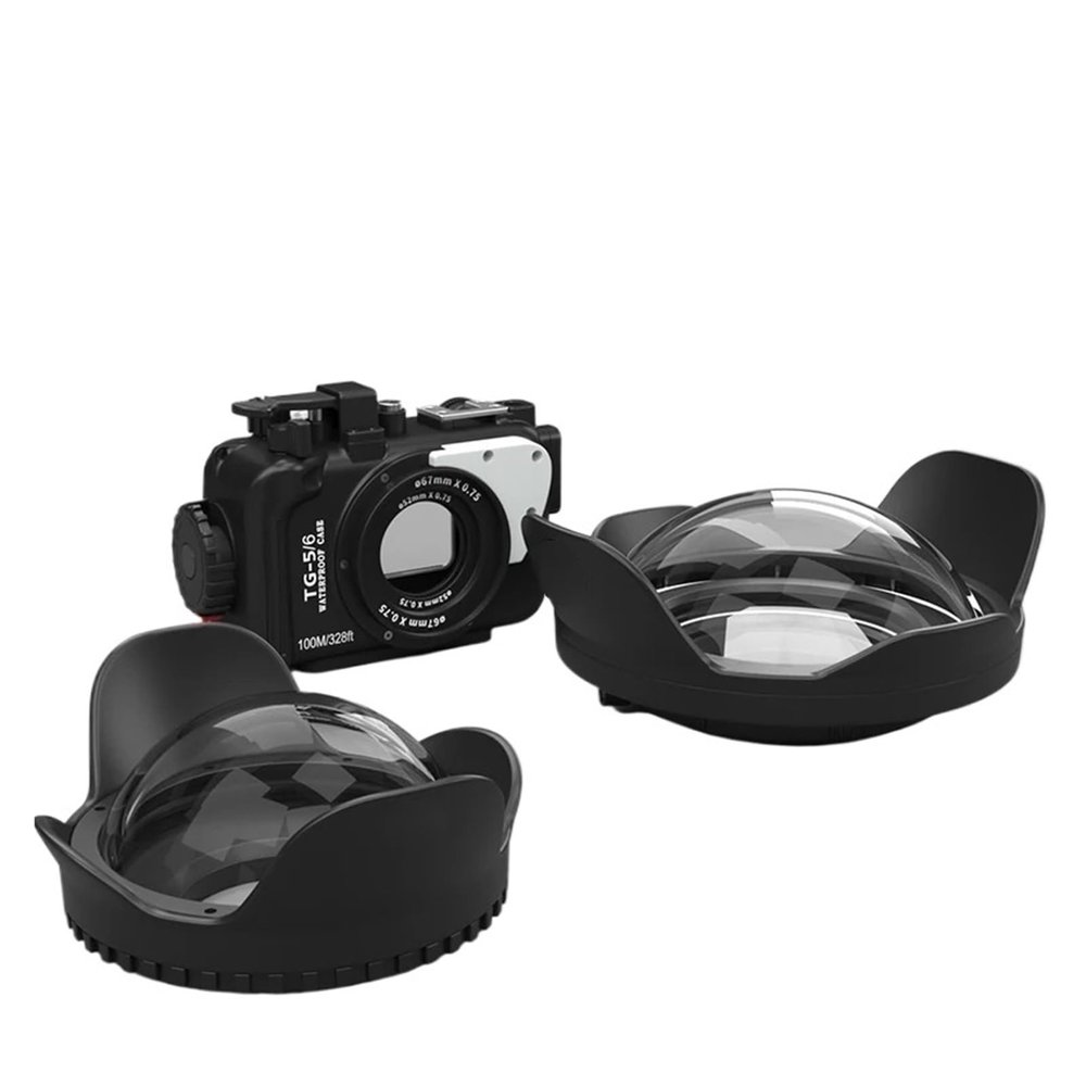 TG5 TG6 Underwater Housing Kit 100m Waterproof Case+Red Filter+Wide Angle Lens/Flash for Diving
