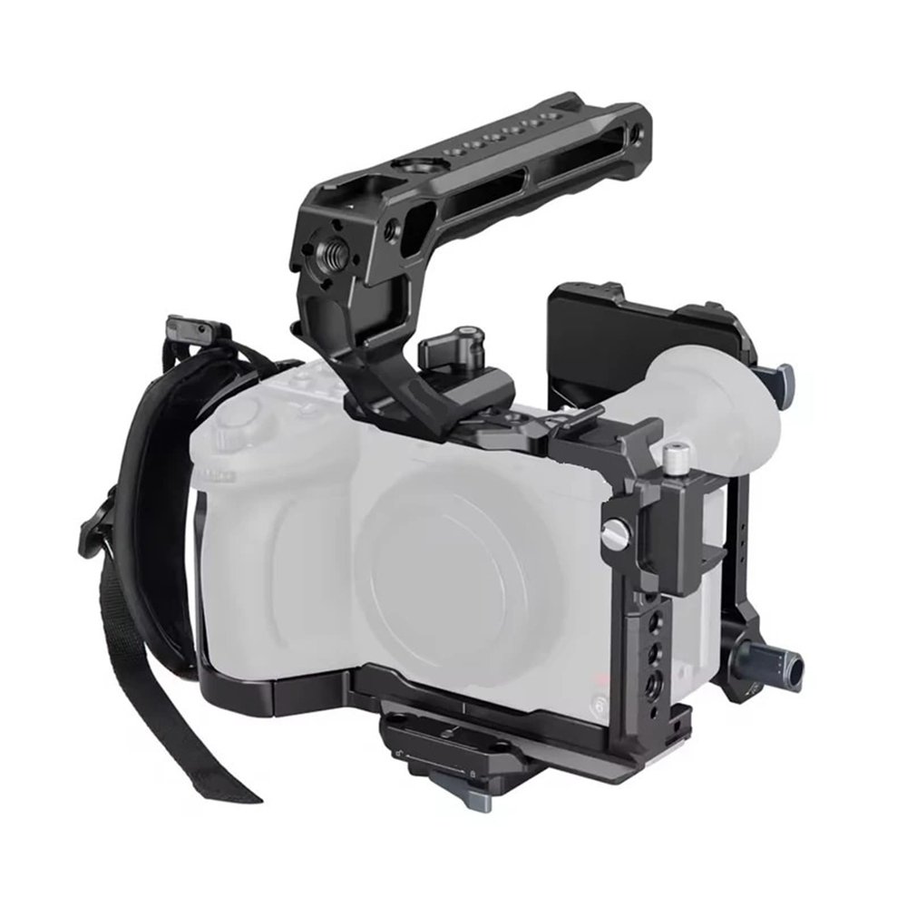 Compatible for Sony FX2 - Camera Cage Kit with Top Plate Clamp, Cold Shoe Rail & Wrist Strap Handle(Cage Kit 5590)