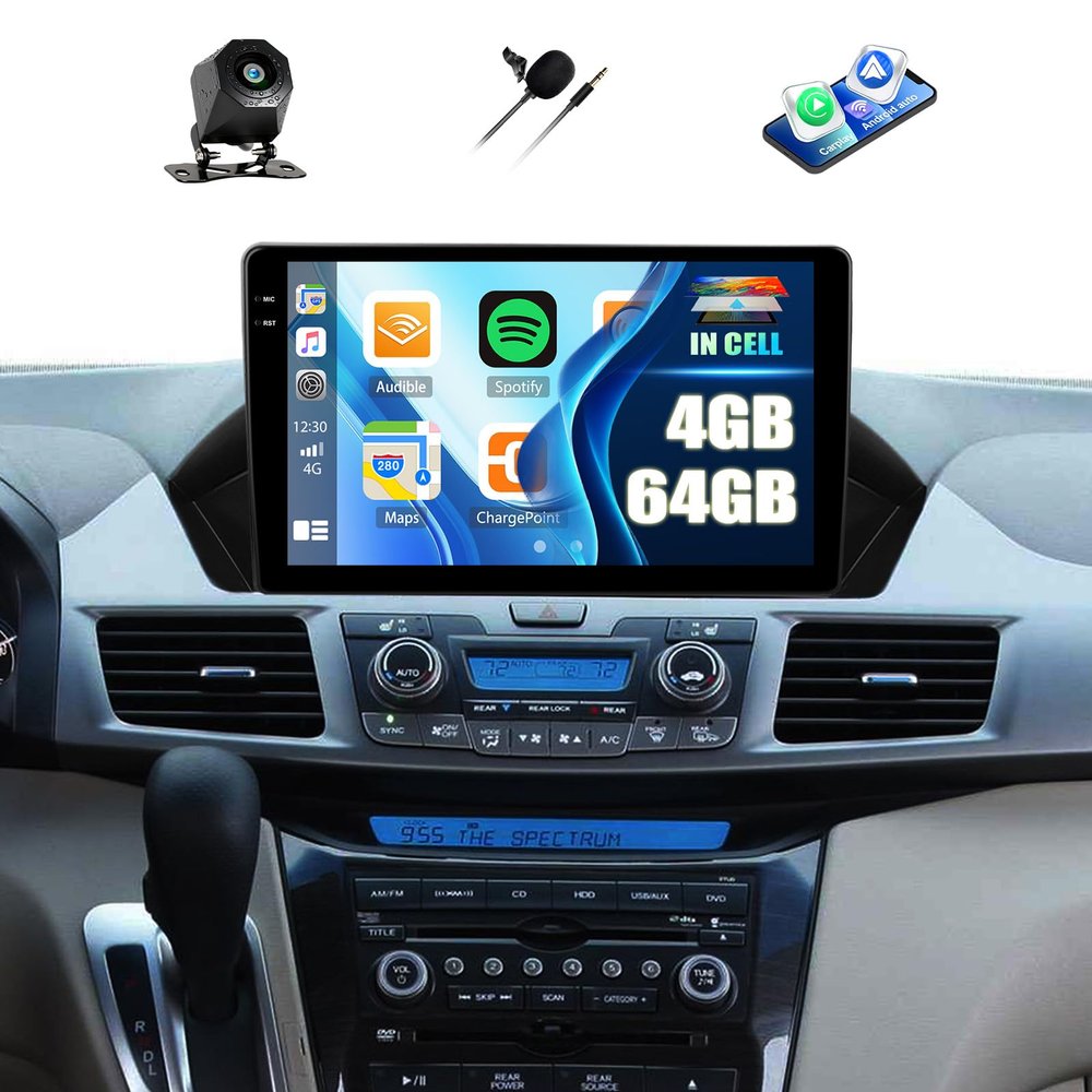 CAMECHO 4G+64G for Honda Odyssey EX-L 2011-2017 Android 15 Car Stereo with Wireless CarPlay Android Auto 9" Incell 1280 * 720 Touch Screen Head Unit with GPS Bluetooth RDS FM Backup Camera