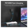 14 in 1 Type C Hub Docking Station 4K 60Hz HDTV LAN RJ45 Adapter 10Gbps USB 3.2 Hub SD/TF Reader 3.5mm PD100W view 3