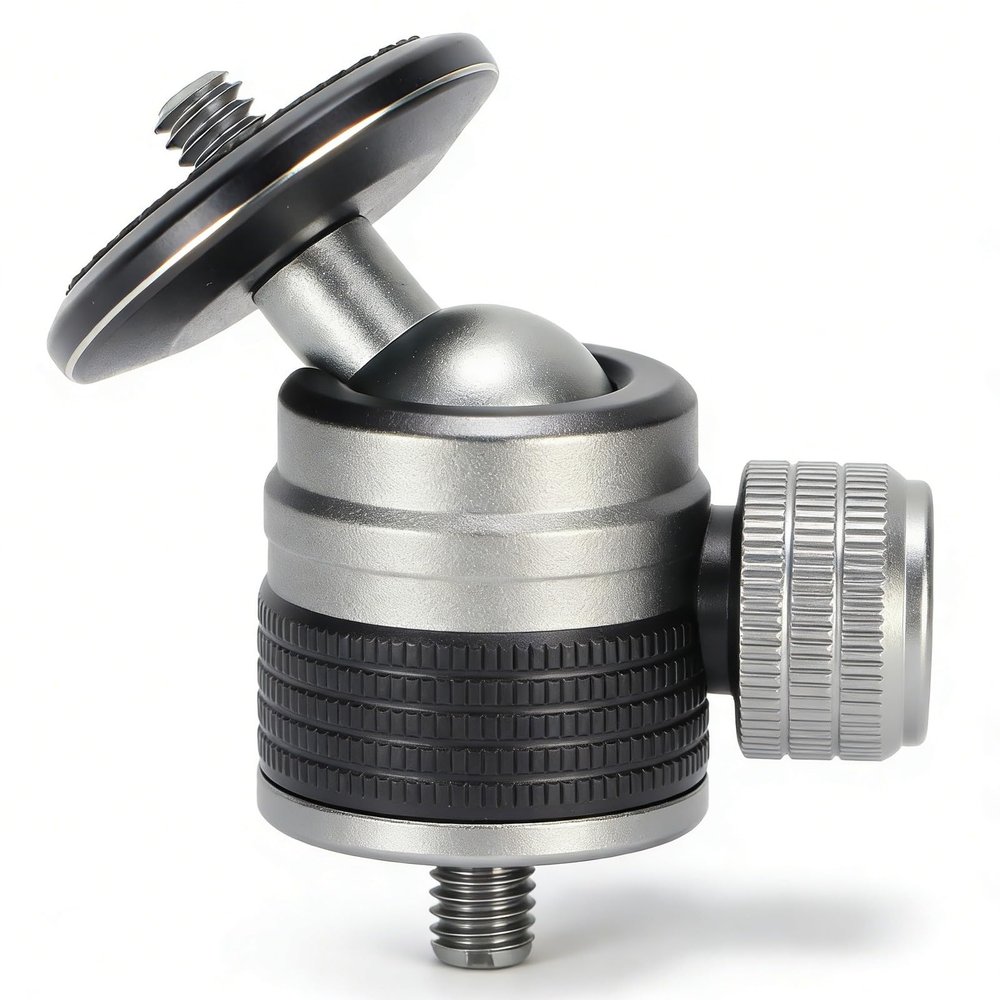 Hot Shoe Mount Adapter Mini Ball Head, 1/4 Inch Tripod Screw, 360 Degree Swivel - Durable Aluminum Alloy, Compact Design for DSLR Camera
