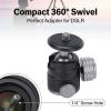 Hot Shoe Mount Adapter Mini Ball Head, 1/4 Inch Tripod Screw, 360 Degree Swivel - Durable Aluminum Alloy, Compact Design for DSLR Camera view 2