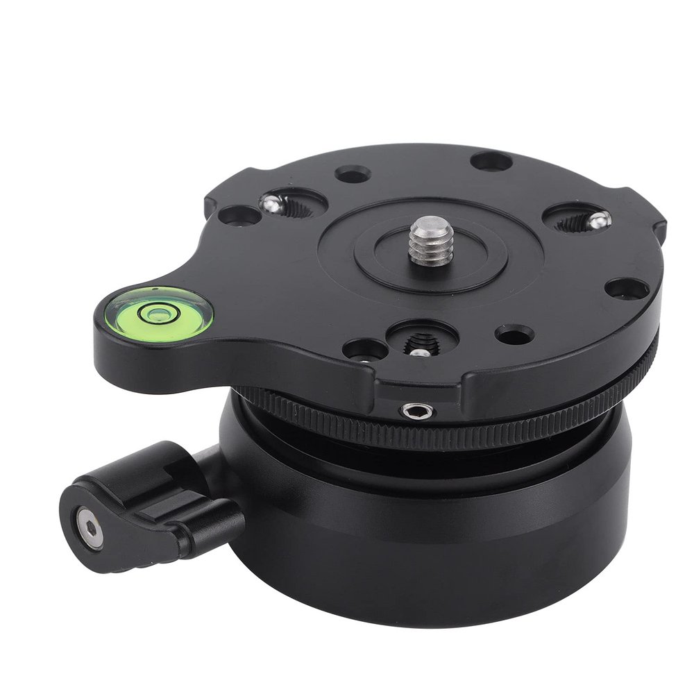 Ball Head Mount Geared Tripod, Aluminum Alloy, Black, 294g - Level Corrector, 360 Degree Rotation, Precise Horizontal