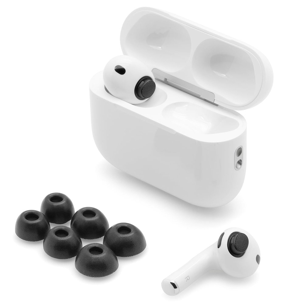 ADV. Eartune Fidelity UF-A3 | Replacement Memory-Foam Tips for AirPods Pro 3 | Secure Fit, All-Day Comfort, Superior Noise Isolation, Rich Bass, Built-in Wax Guard | Black [Large] [3-Pairs]