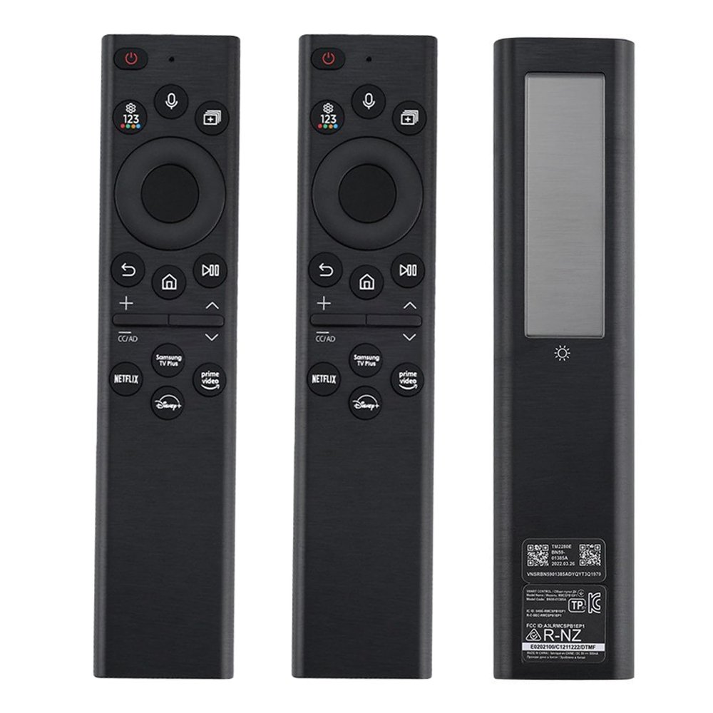 2pack BN59-01385A Solar Voice Remote Replacement with Bluetooth Rechargeable Solar Cell for Samsung Smart TVs Frame Neo LED Ultra HD Series,4 Shortcut Buttons, Black