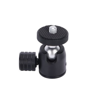 Mini Tripod Ball Head with 1/4 Inch Screw and Hot Shoe Mount Adapter, Aluminum Alloy Compact Size - Rotation, Durable Design for DSLR Camera and Ring Light (Silver Ball)