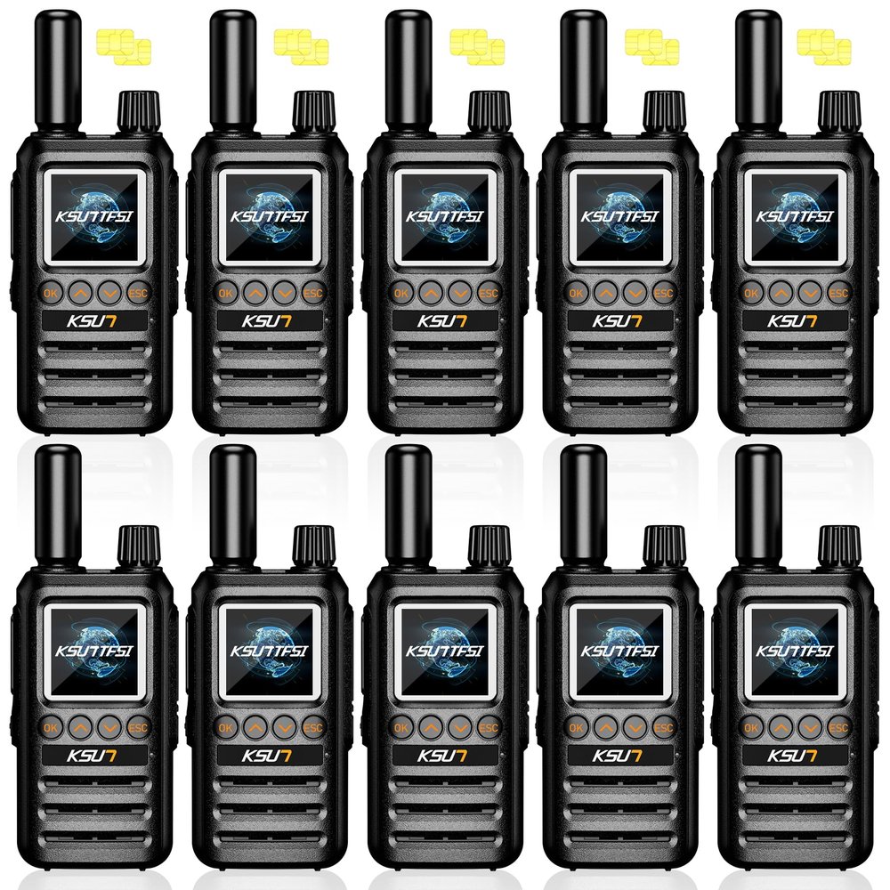 Lifetime Free Global Rapid Walkie Talkies Unlimited Range Nationwide PTT 4G LTE PoC Long Range Two Way Radios 5000 Miles Long Distance for Family,Logistics,Construction (10 Pack with SIM)