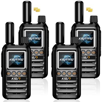 Lifetime Free Global Rapid Walkie Talkies Unlimited Range Nationwide PTT 4G LTE PoC Long Range Two Way Radios 5000 Miles Long Distance for Family,Logistics,Construction (4 Pack with SIM)