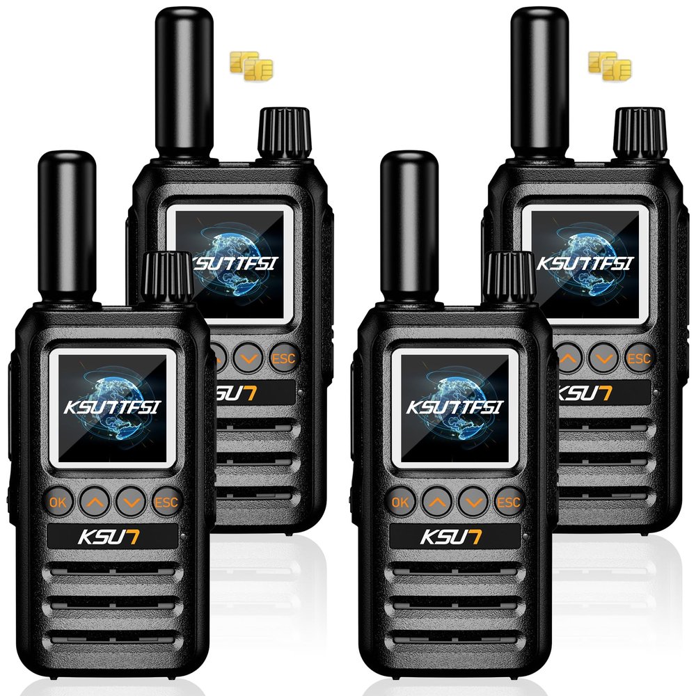 Lifetime Free Global Rapid Walkie Talkies Unlimited Range Nationwide PTT 4G LTE PoC Long Range Two Way Radios 5000 Miles Long Distance for Family,Logistics,Construction (4 Pack with SIM)