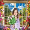 Easter Backdrop 8x6FT Spring Garden Window Photography Backgroung for Easter Party Wedding Birthday Baby Shower Photo Booth Banner view 2