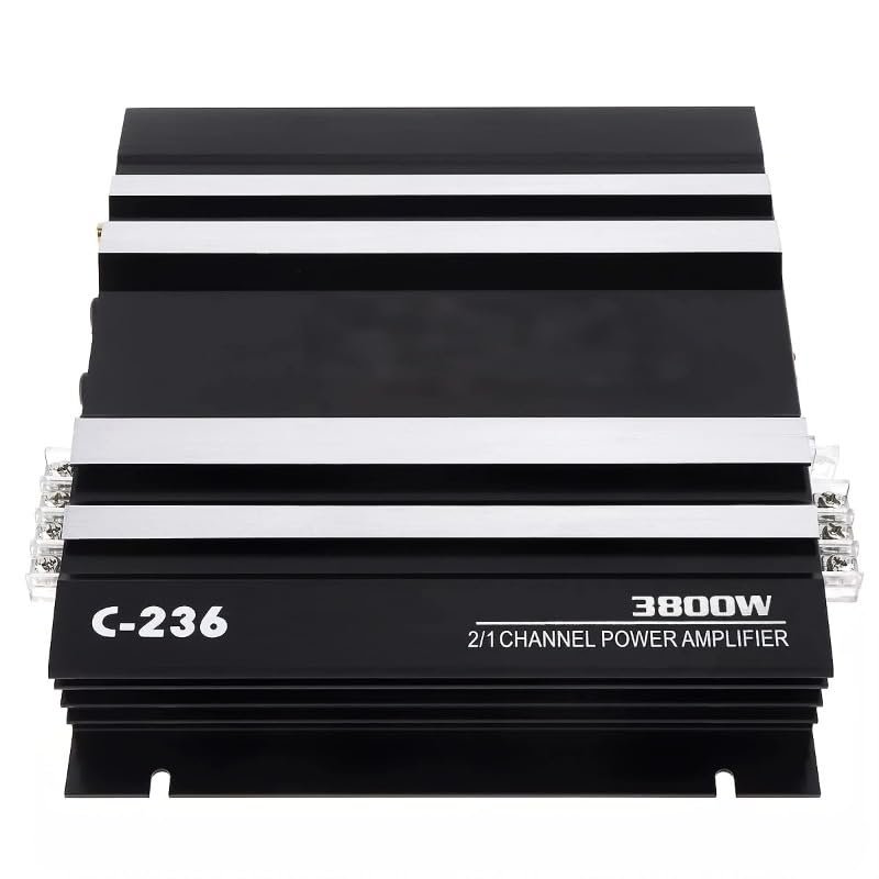 AMEMONDORA 2-Channel Car Power Amplifier, High-Performance Universal Fit Audio System, 300W Max Output, Hardwired Room Electrical Operation, 36V Max Operating Voltage C-236 12V