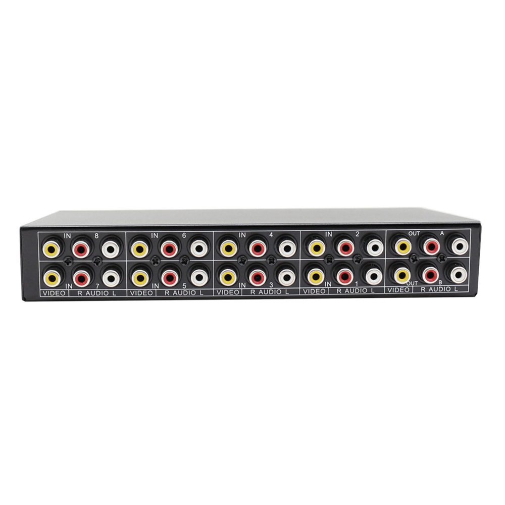 8 Input 1 Output AV Switcher Box Metal Construction Studio Grade Router for Home Theater Gaming Consoles and Professional Setups