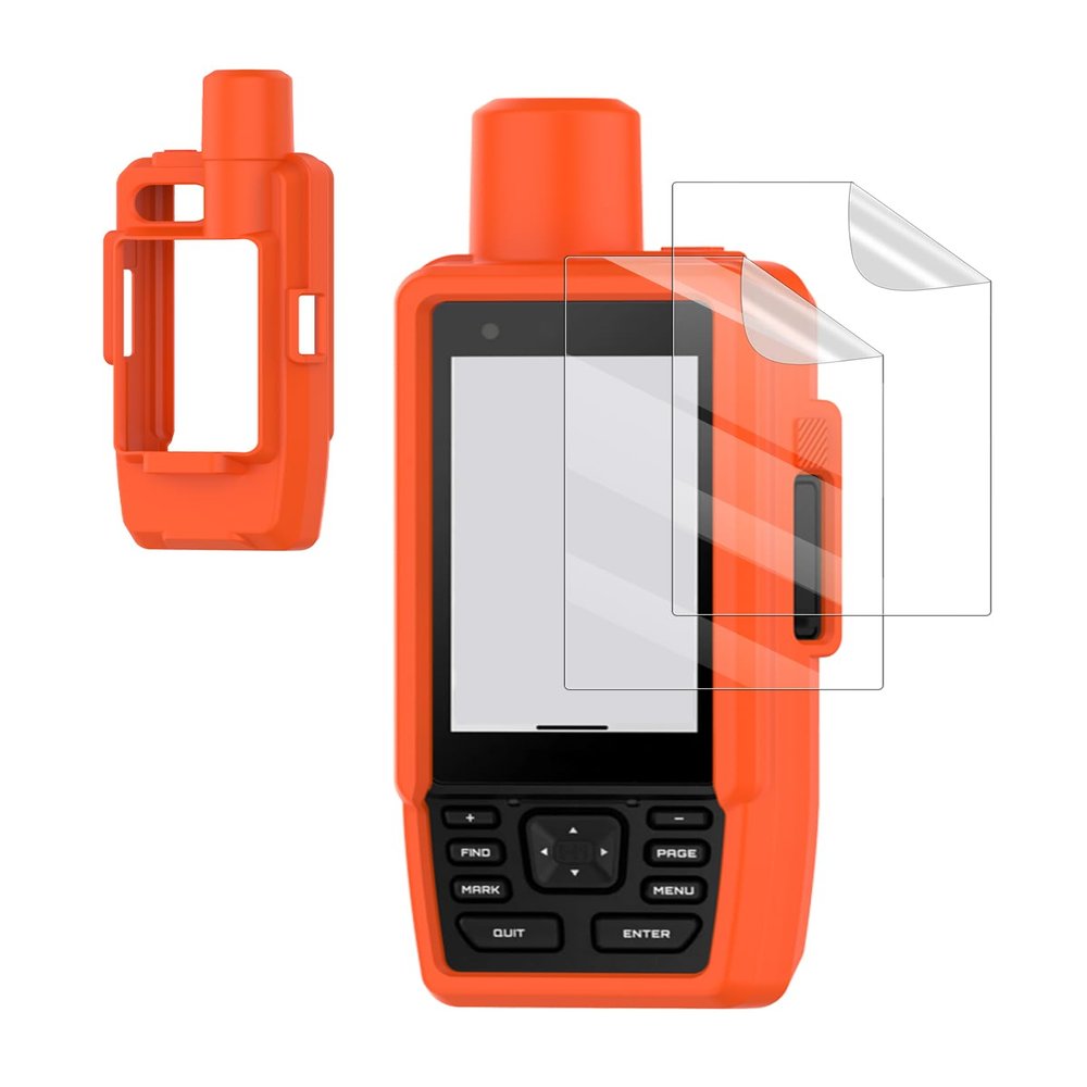 FJIASTB Case for Garmin GPSMAP H1 Handheld, Soft Silicone Shockproof Cover with Soft Screen Protector Film (Orange)