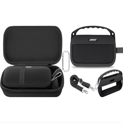 Aenllosi for Bose New SoundLink Flex 2nd Gen/Bose SoundLink Flex Bluetooth Portable Speaker Hard Carrying Case+Silicone Cover Case, Black