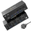 KVM Switch 3 Monitors 3 Computers HDMI + DisplayPort, KCEVE 8K USB 3.0 DP KVM Switcher, 8K@30Hz/4k@144Hz Triple Monitor DP KVM for 3 PC Share 3 Display and 4 USB 3.0 Devices view 1