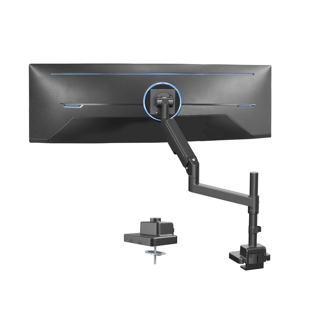 ADBWEKKF Black Heavy Duty Pneumatic Single Extra Wide Computer Monitor Arm Desk Stand -