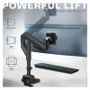 ADBWEKKF Black Heavy Duty Pneumatic Single Extra Wide Computer Monitor Arm Desk Stand - view 3
